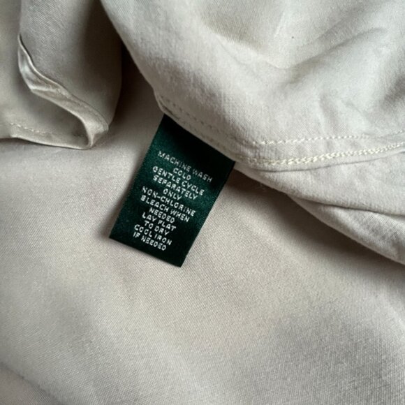 Lauren Ralph Lauren Womens Beige Long-Sleeve Button-Up Shirt Blouse Small Casual - Picture 4 of 7